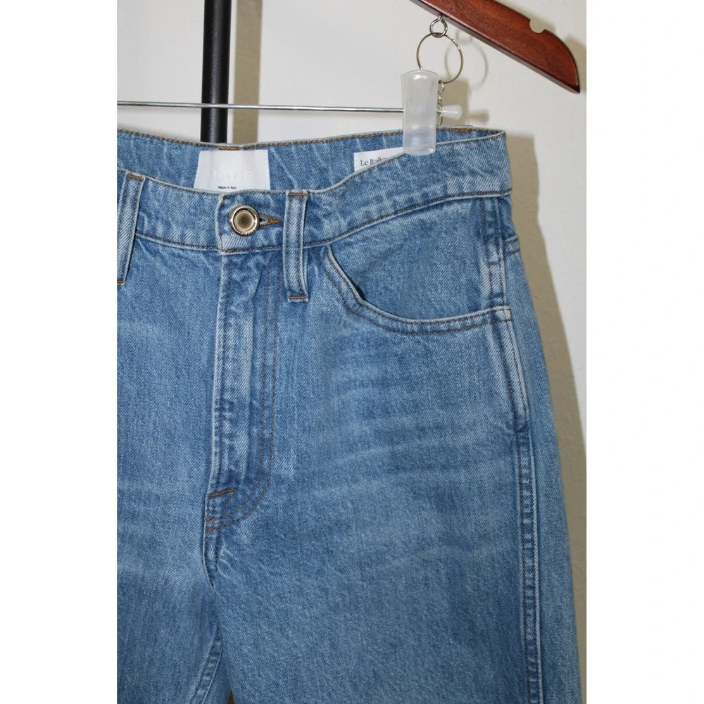 FRAME Le Italien Straight Leg Jeans High Rise Medium Wash Blue Size 25 Italy